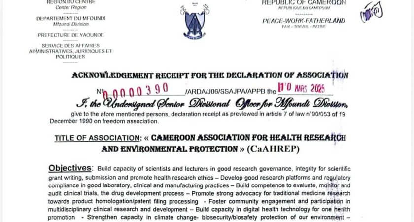 The Cameroon Association For Health Research And Environmental Protection » (CAAHREP) Team