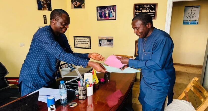 Professor Charles Fokunang, the country’s Director of Edunet Solutions, and Professor Norbert Tchouaffe, the Rector of KIU
