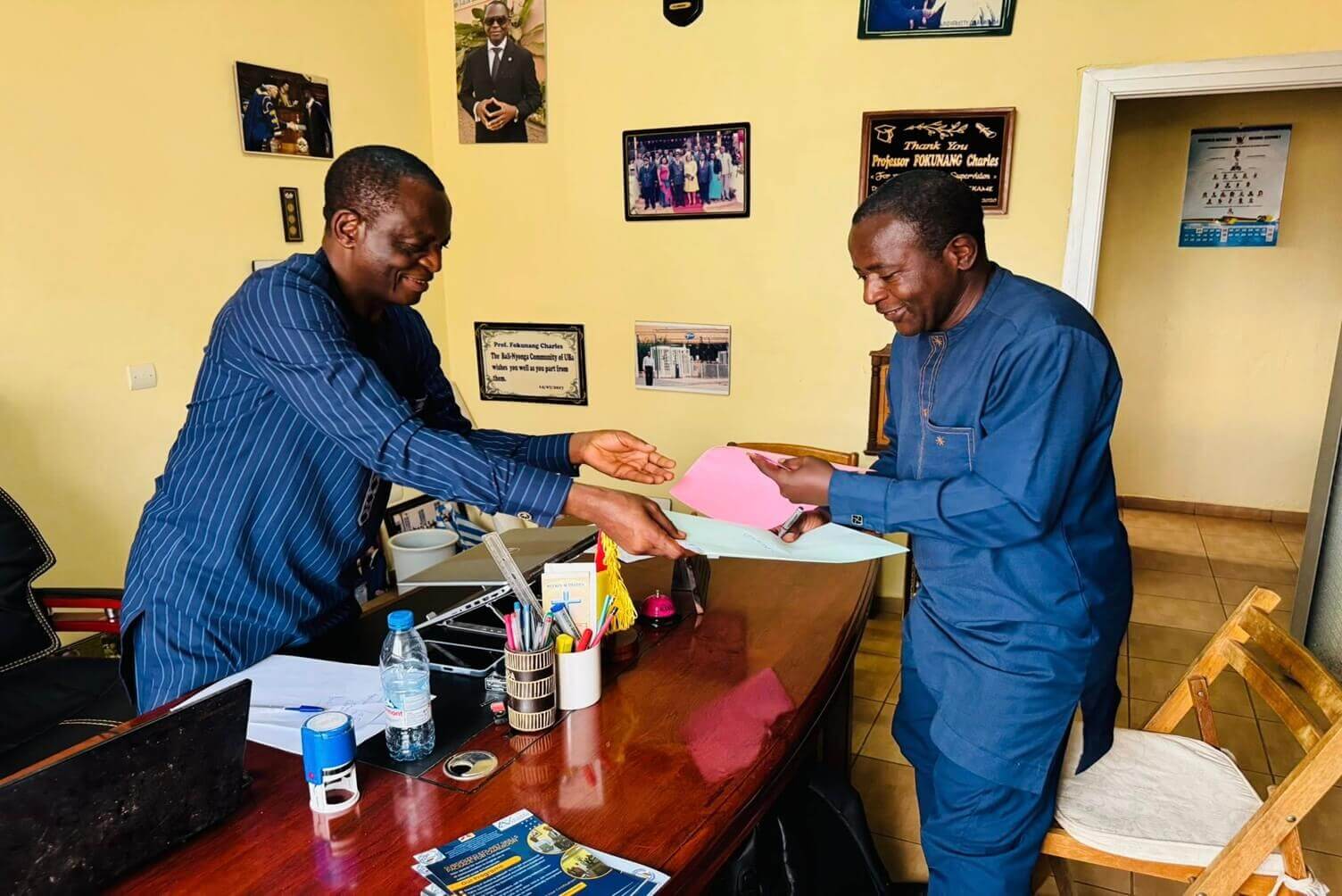Professor Charles Fokunang, the country’s Director of Edunet Solutions, and Professor Norbert Tchouaffe, the Rector of KIU